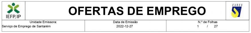 Divulgação das ofertas de emprego disponíveis no Serviço de Emprego de Santarém - 9 jan 2023