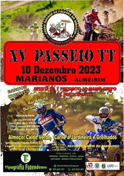 Dia 10 de Dezembro 2023, XV Passeio TT de Marianos! Apareça! 