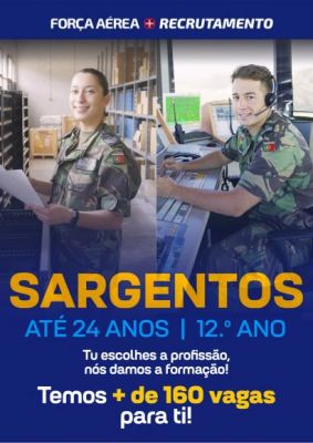 A Força Aérea tem concurso aberto para o recrutamento de jovens com idades entre os 18 e os 24 anos, disponibilizando um total de 160 vagas.
