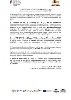 Comunicado à Comunidade Educativa